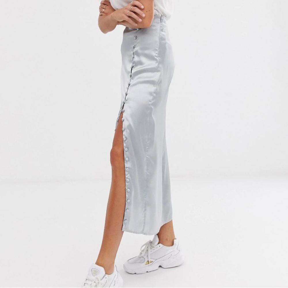 *SOLD* ASOS Satin Maxi Skirt with Button Details